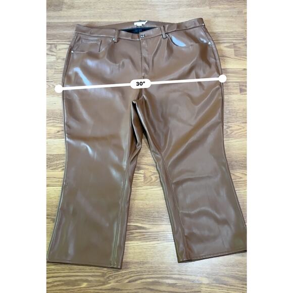 Good American Cognac Better Than Leather Faux Leather Good Icon Pants 28 plus - Picture 6 of 13